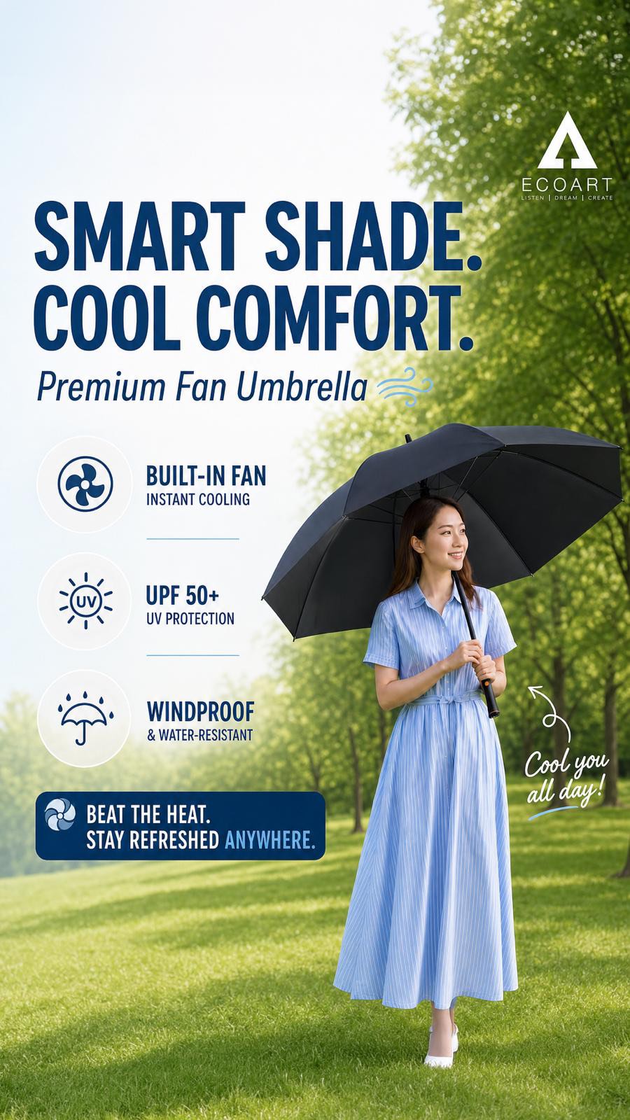 🔥 夏日抗熱神器登場!
Eco Art Limited 推出【智能電風扇雨傘】☂️🌀
內置風扇,即開即涼
UPF 50+ 防曬保護
防風防水設計超實用
最正係超低MOQ,企業禮品輕鬆訂造🎁
無論行街定通勤,輕鬆Keep住你嘅清涼感!
👉立即聯絡我們訂購/查詢!
#EcoArtLimited #智能電風扇雨傘 #夏日必備 #企業禮品 #防曬遮陽 清涼一夏
